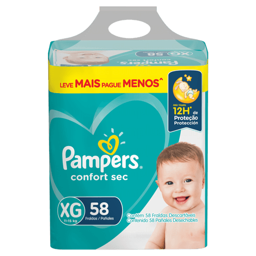 Fralda Descartável Infantil Pampers Confort Sec Xg Pacote 58 Unidades Leve Mais Pague Menos