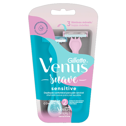 Aparelho Descartável para Depilar Gillette Venus Simply3 Suave Sensitive 2 Unidades