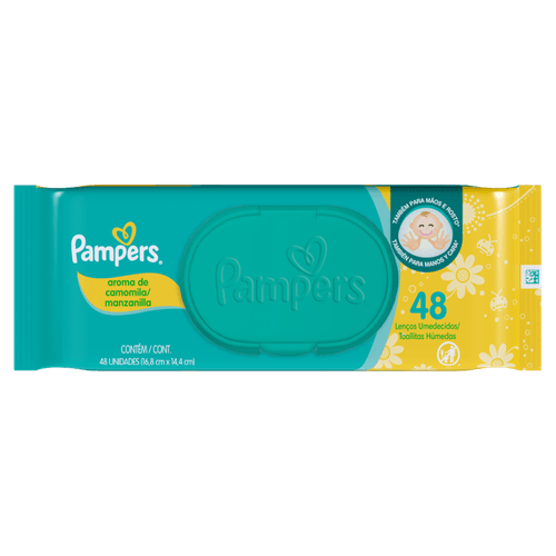 Lenço Umedecido Infantil Camomila Pampers Pacote 48 Unidades