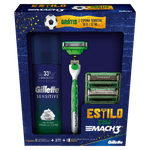 Kit-1-Aparelho-Recarregavel---3-Cargas-para-Barbear-Gillette-Mach3-Gratis-1-Espuma-de-Barbear-Sensitive-56g