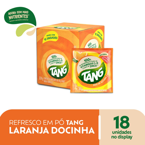 Preparado Sólido para Refresco em Pó Saborizado com Fruta Laranja Docinha Tang Pacote 18g