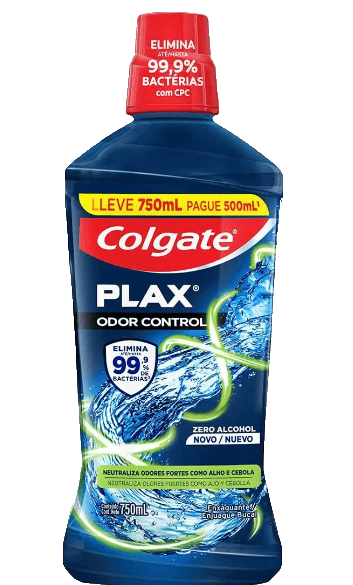 Enxaguante Bucal Zero Álcool Colgate Plax Odor Control Frasco Leve 750ml Pague 500ml