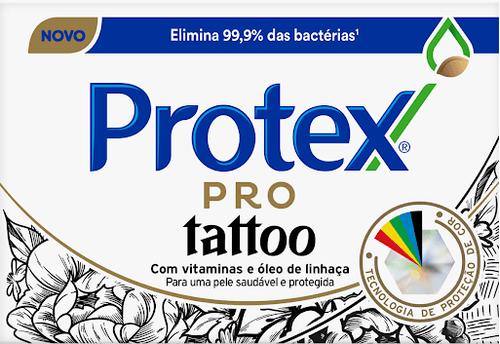 Sabonete em Barra com Vitaminas e Óleos de Linhaça Antibacteriano Protex Pro Tattoo Caixa 80g