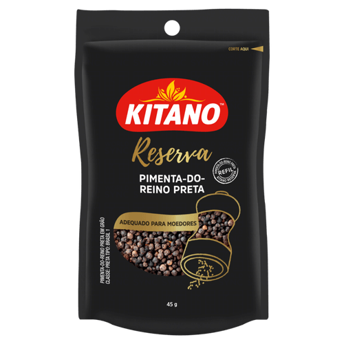 Pimenta-do-Reino Preta em Grãos Kitano Reserva Sachê 45g Refil