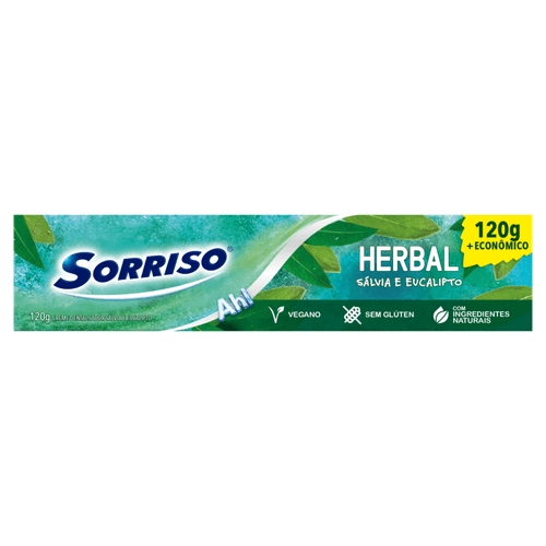 Creme Dental Sálvia e Eucalipto Sorriso Herbal Caixa 120g + Econômico