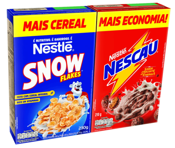 Kit-Cereal-Matinal-Chocolate-Nescau-210g---Snow-Flakes-de-Milho-com-Acucar-230g-Mais-Cereal-Mais-Economia