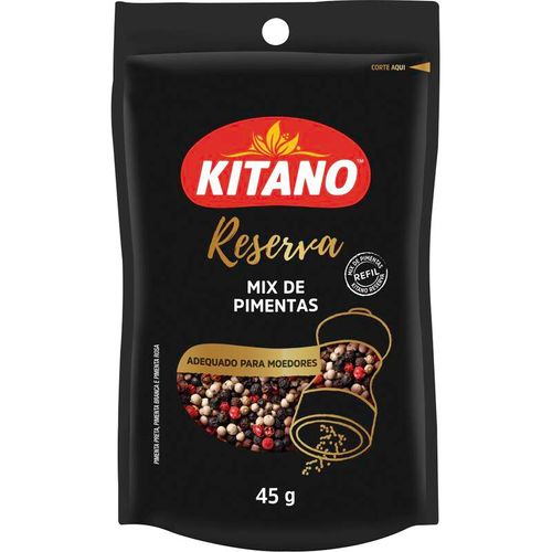 Mix de Pimenta Pimenta-Preta, Pimenta-Branca, Pimenta-Rosa Kitano Reserva Sachê 45g Refil