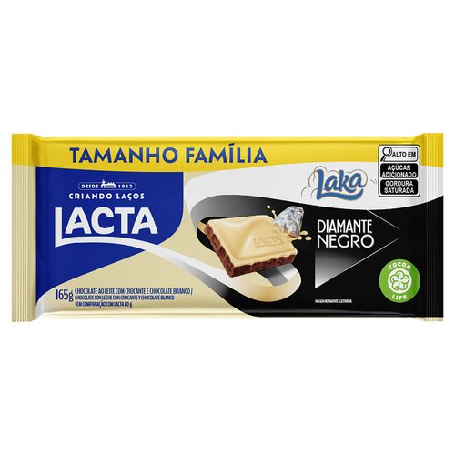 Chocolate Lacta branco e ao leite Diamante Negro Laka 165g