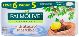 Sabonete em Barra Hidratação Intensiva Karité Palmolive Naturals Envoltório 510g Leve 6 Pague 5 Unidades de 85g Cada