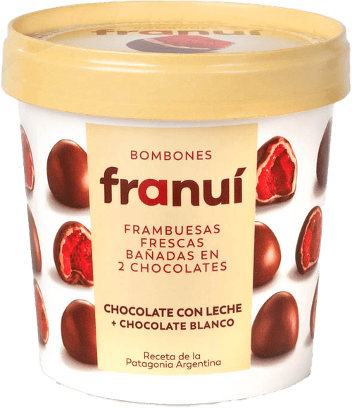 Bombom de Framboesa Franui com Chocolate Branco e Ao Leite 150g