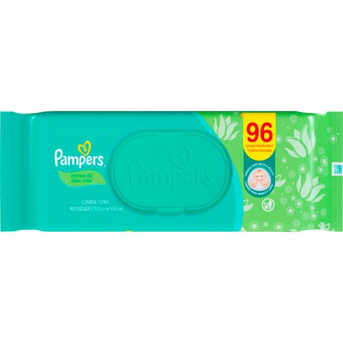 Lenço Umedecido Infantil Aloe Vera Pampers Pacote 96 Unidades