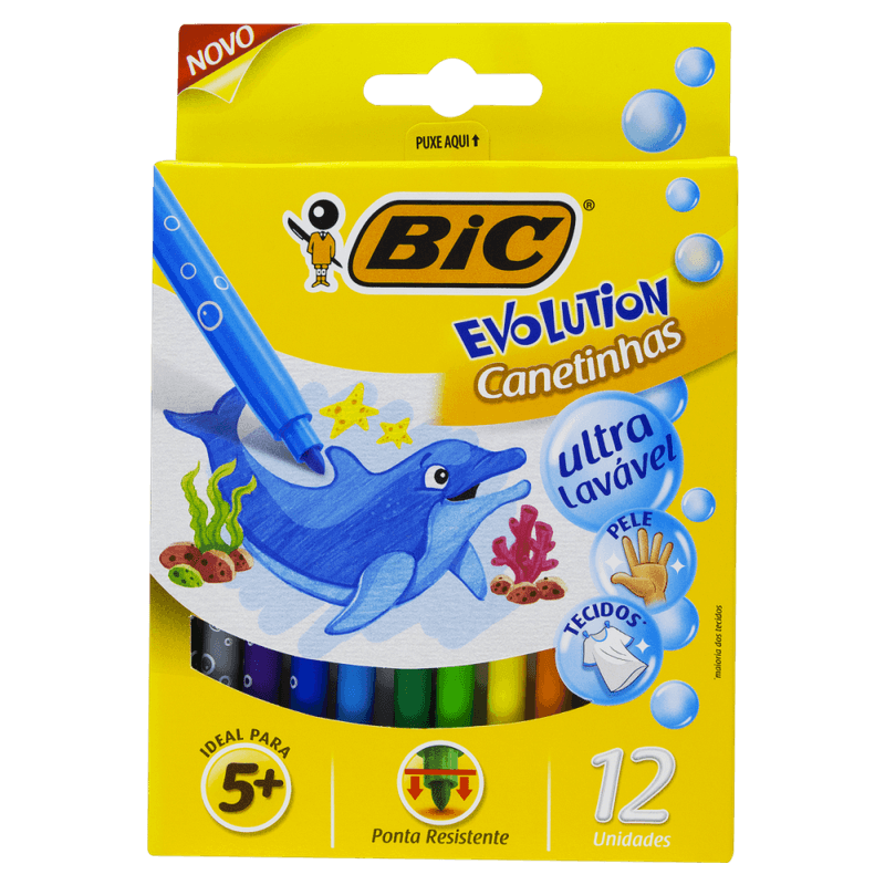 Canetinha-Hidrografica-Colorida-Bic-Evolution-12-Unidades