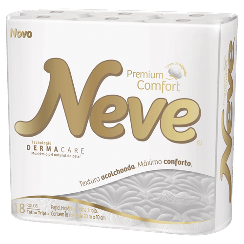 Papel Higiênico Neve Premium Comfort Folha Tripla 18 Rolos 20 Metros