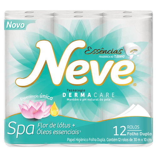 Papel Higiênico Neve Essências Spa Folha Dupla 30 metros 12 Unidades