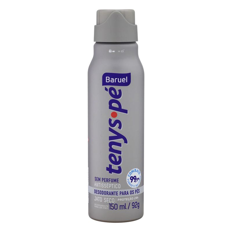 Desodorante-para-os-Pes-Jato-Seco-Jato-Seco-Antisseptico-sem-Perfume-Baruel-Tenys-Pe-Frasco-150ml
