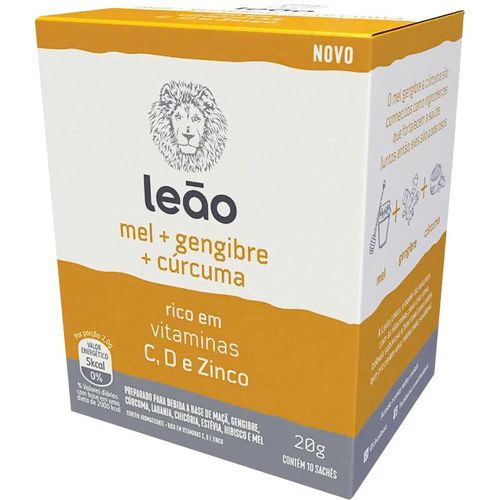 Preparado para Bebida Chá a Base de Maçã, Gengibre, Cúrcuma, Laranja, Chicória, Estévia, Hibisco e Mel Leão Caixa 20g 10 Unidades