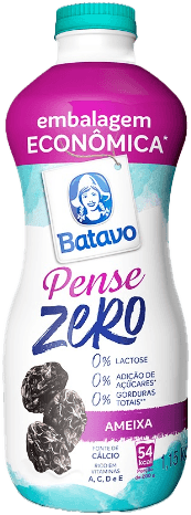 Iogurte Desnatado Ameixa Zero Lactose sem Adição de Açúcar Batavo Pense Zero Garrafa 1,15kg Embalagem Econômica