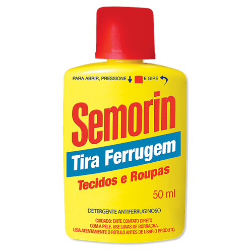 Tira-Ferrugem Tecidos e Roupas Detergente Antiferruginoso Semorin Frasco 50ml