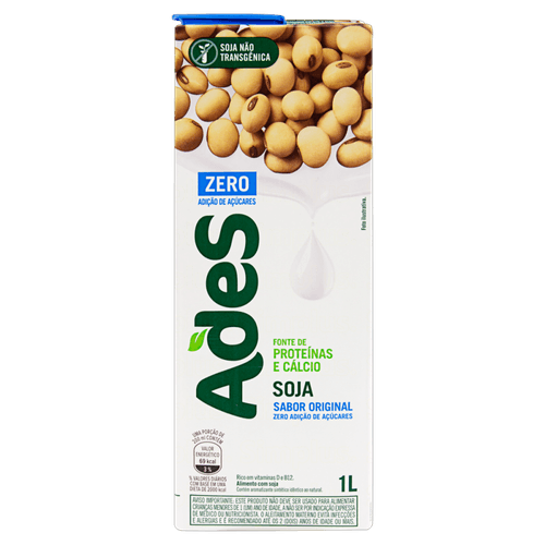 Bebida à Base de Soja Original sem Adição de Açúcar Ades Caixa 1l