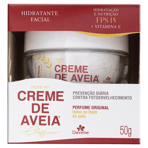 Hidratante Original Facial FPS 15 Davene Creme de Aveia Clássico Caixa 50g