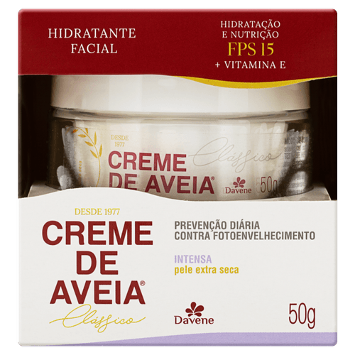 Hidratante Facial FPS 15 Intensa Davene Creme de Aveia Clássico Caixa 50g