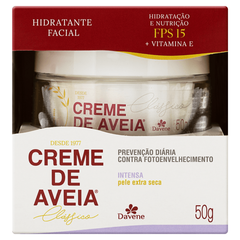 Hidratante-Facial-FPS-15-Intensa-Davene-Creme-de-Aveia-Classico-Caixa-50g