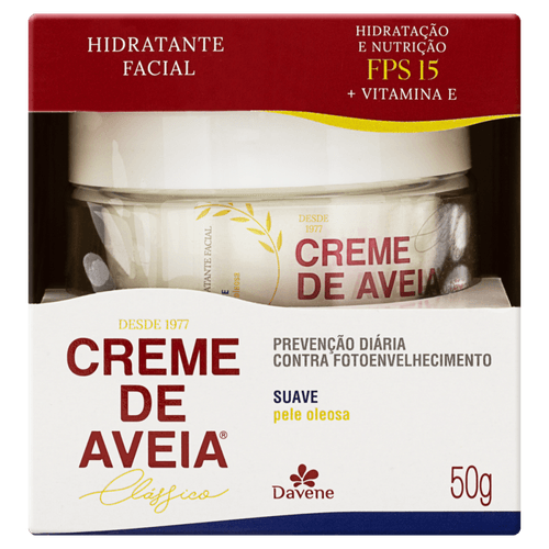 Hidratante Facial FPS 15 Suave Davene Creme de Aveia Clássico Caixa 50g