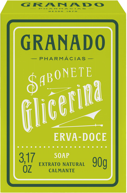 Sabonete em Barra de Glicerina Extrato Natural Erva-Doce Calmante Granado Caixa 90g