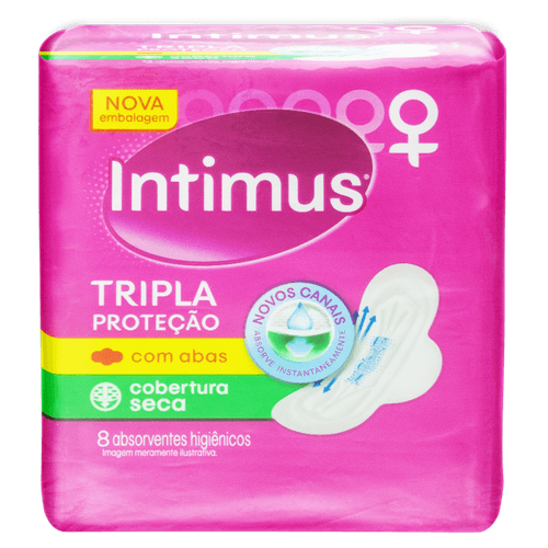 Absorvente com Abas Seca Intimus Tripla Proteção Pacote 8 Unidades