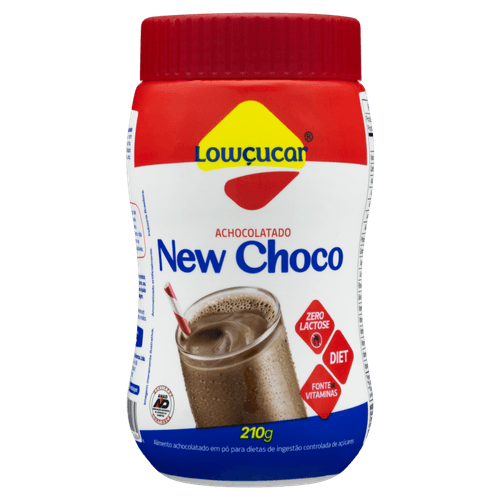 Alimento Achocolatado Pó Diet para Dietas de Ingestão Controlada de Açúcares Zero Lactose Lowçucar New Choco Pote 210g