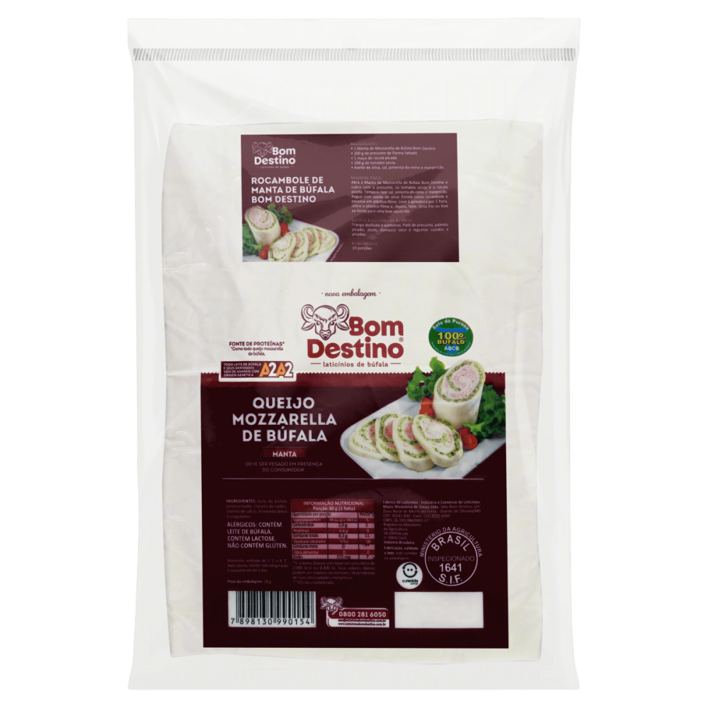 Queijo Mussarela De Búfala Manta Bom Destino 400g