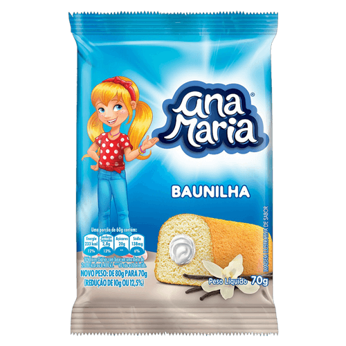 Bolo Baunilha com Recheio de Baunilha Ana Maria Pacote 70g
