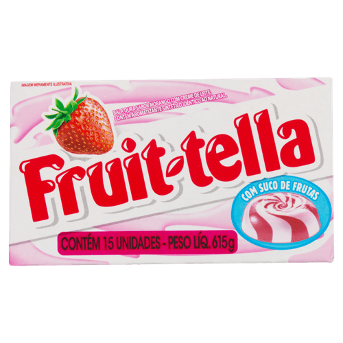 Bala Dura Morango com Creme de Leite Fruit-Tella Caixa 615g 15 Unidades de 41g Cada