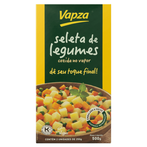 Seleta de Legumes Cozida no Vapor Vapza Caixa 500g 2 Unidades de 250g Cada