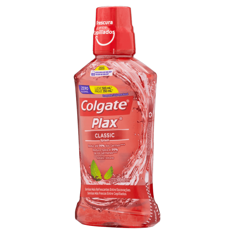 Enxaguante-Bucal-Anticarie-Zero-Alcool-Classic-Splash-Colgate-Plax-Frasco-Leve-500ml-Pague-350ml