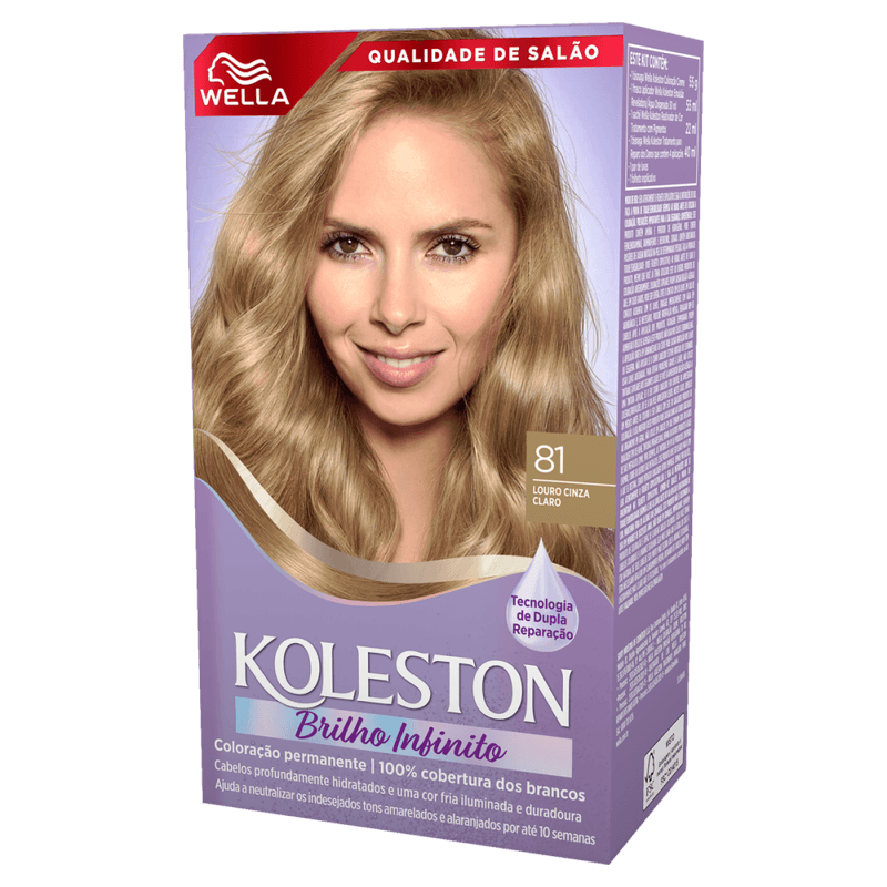 Kit-Coloracao-Permanente-Creme-81-Louro-Cinza-Claro-Wella-Koleston-Brilho-Infinito