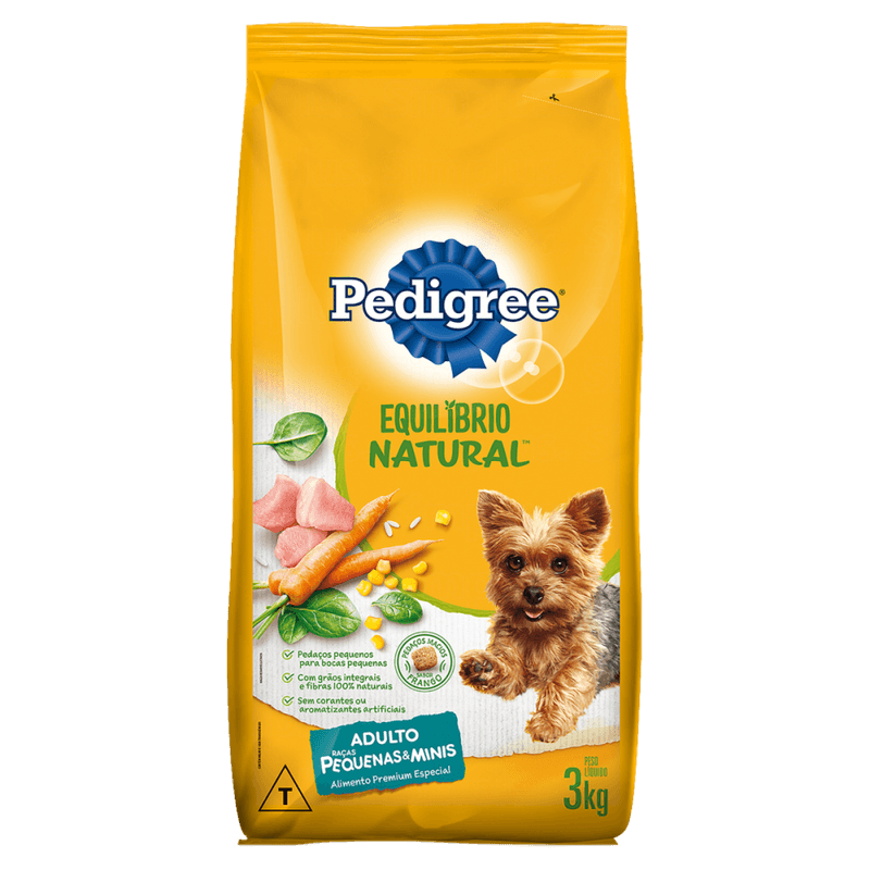 Alimento-Premium-Especial-para-Caes-Adultos-Racas-Minis-e-Pequenas-Frango-Pedigree-Equilibrio-Natural-Pacote-3kg