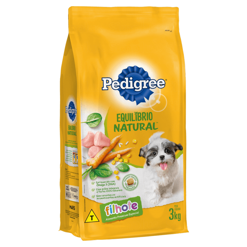 Alimento-Premium-Especial-para-Caes-Filhotes-Frango-Pedigree-Equilibrio-Natural-Pacote-3kg