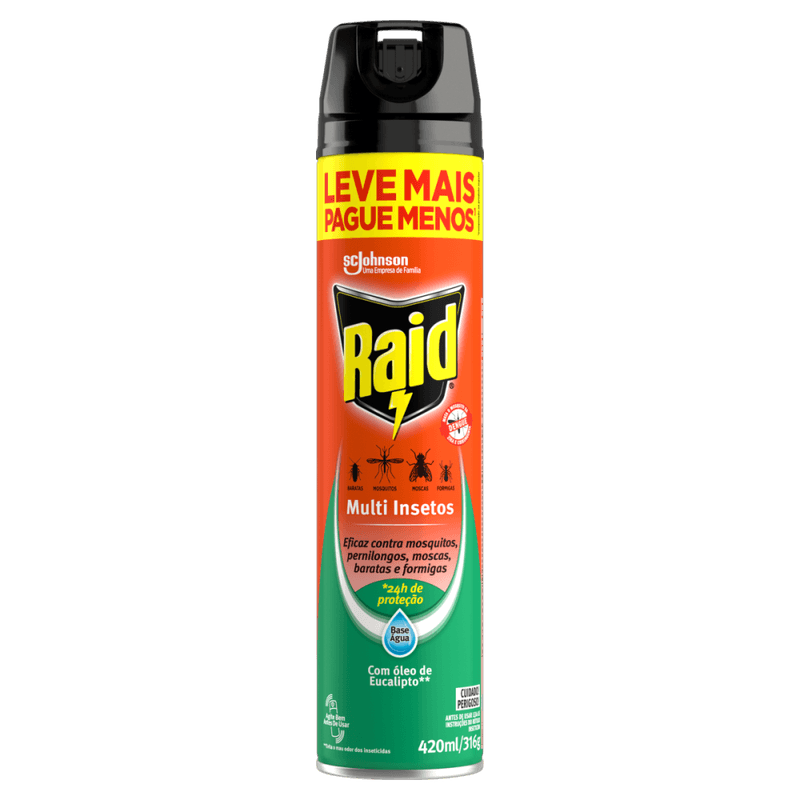 Inseticida-Aerossol-Multi-Insetos-Base-Agua-com-Oleo-de-Eucalipto-Raid-Frasco-420ml-Spray-Leve-Mais-Pague-Menos