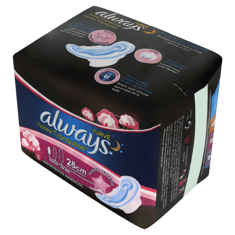 Absorvente-com-Abas-Suave-Always-Noites-Tranquilas-Noturno-Regular-28cm-Pacote-8-Unidades