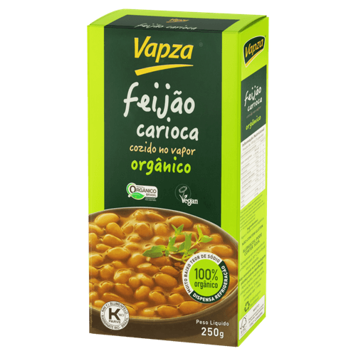 Feijão Carioca Cozido no Vapor Orgânico Vapza Caixa 250g