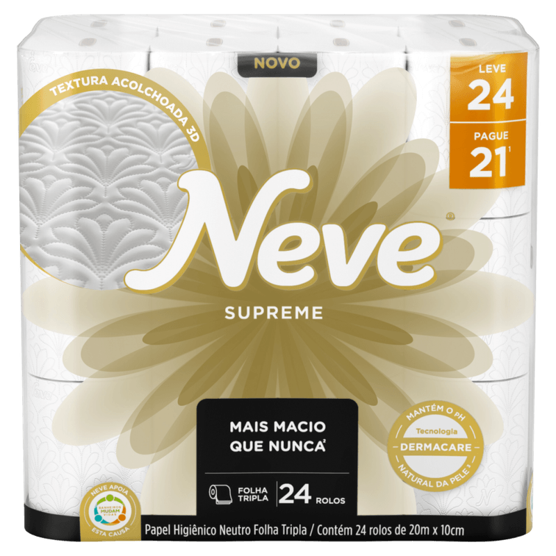 Papel-Higienico-Folha-Tripla-Neutro-Neve-Supreme-20m-Pacote-Leve-24-Pague-21-Unidades