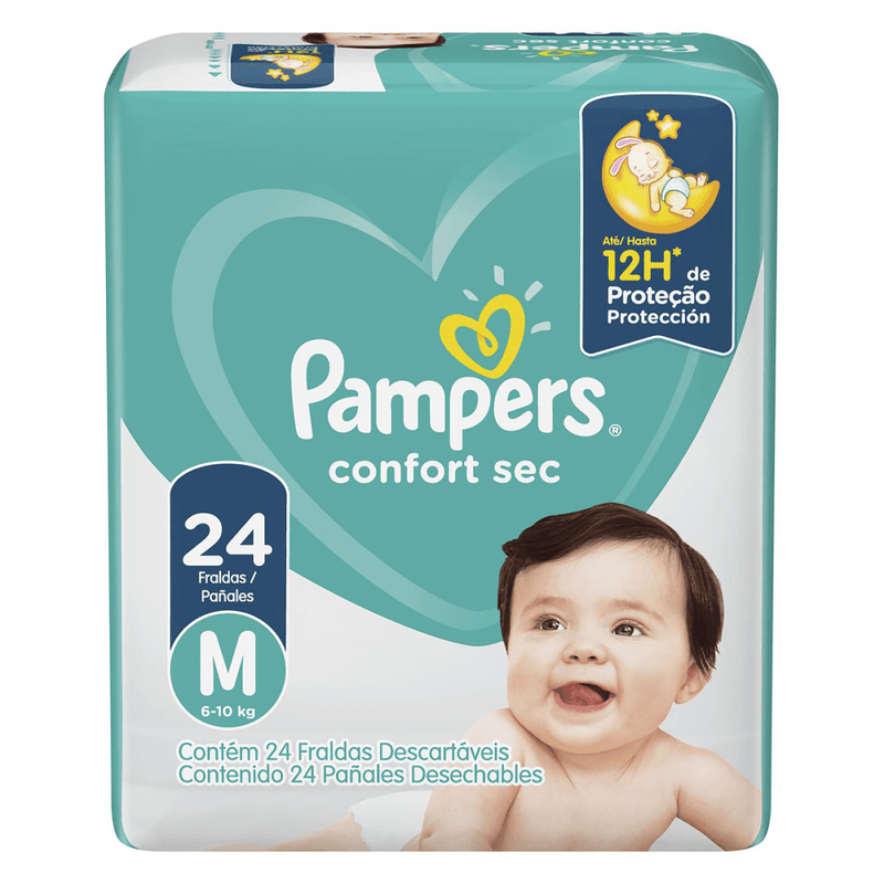 Fralda-Descartavel-Infantil-Pampers-Confort-Sec-M-6-a-10kg-Pacote-24-Unidades