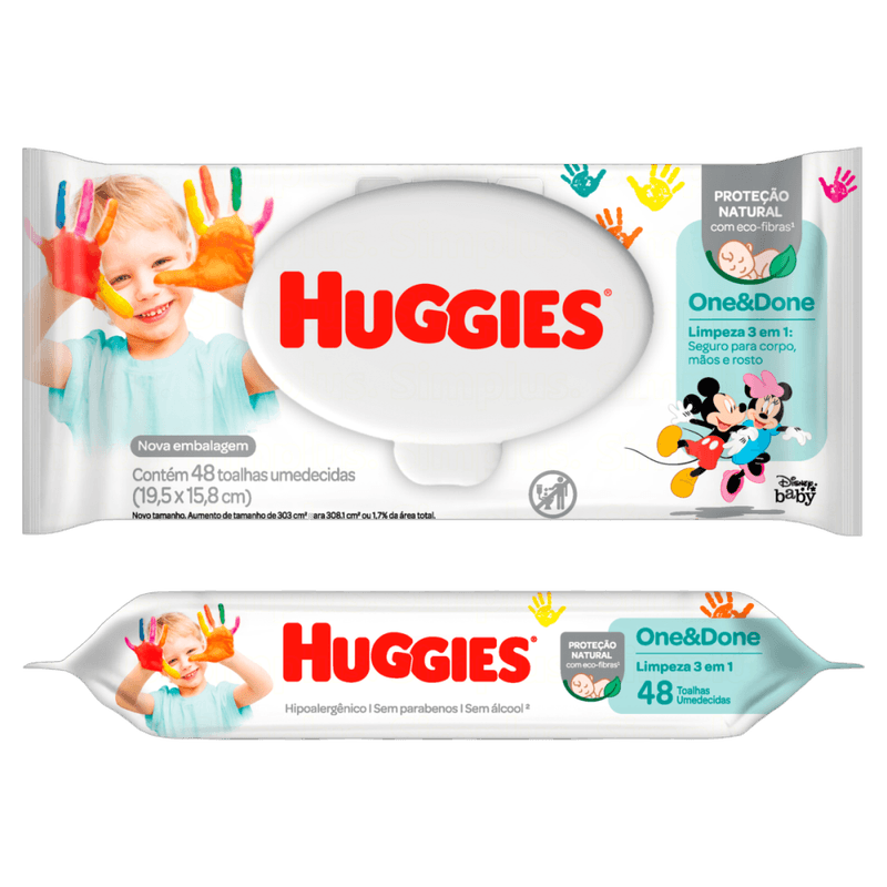 Toalha-Umedecida-Infantil-Disney-Baby-Huggies-One--amp--Done-Pacote-48-Unidades