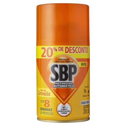 Multi-Inseticida Automático Óleo de Citronela SBP Frasco 250ml Spray Refil Grátis 20% de Desconto