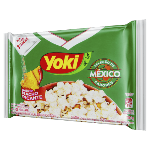 Milho de Pipoca para Micro-Ondas Cobertura Nacho Picante Yoki Seleção de Sabores Pacote 100g Sendo 95g de Milho e 5g de Cobertura
