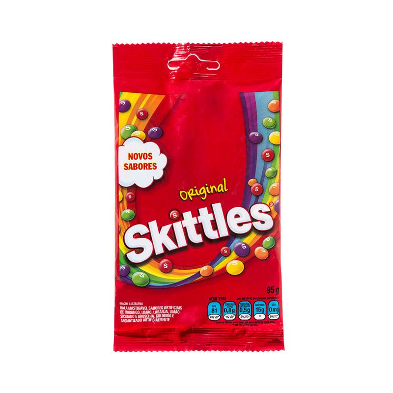 Bala-Mastigavel-Original-de-Morango-Limao-Laranja-Limao-Siciliano-ou-Groselha-Skittles-Pacote-95g