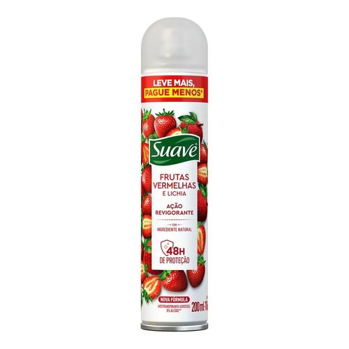 Antitranspirante Aerossol Frutas Vermelhas e Lichia Ação Revigorante 48h de Proteção Suave 200ml Spray Leve Mais Pague Menos