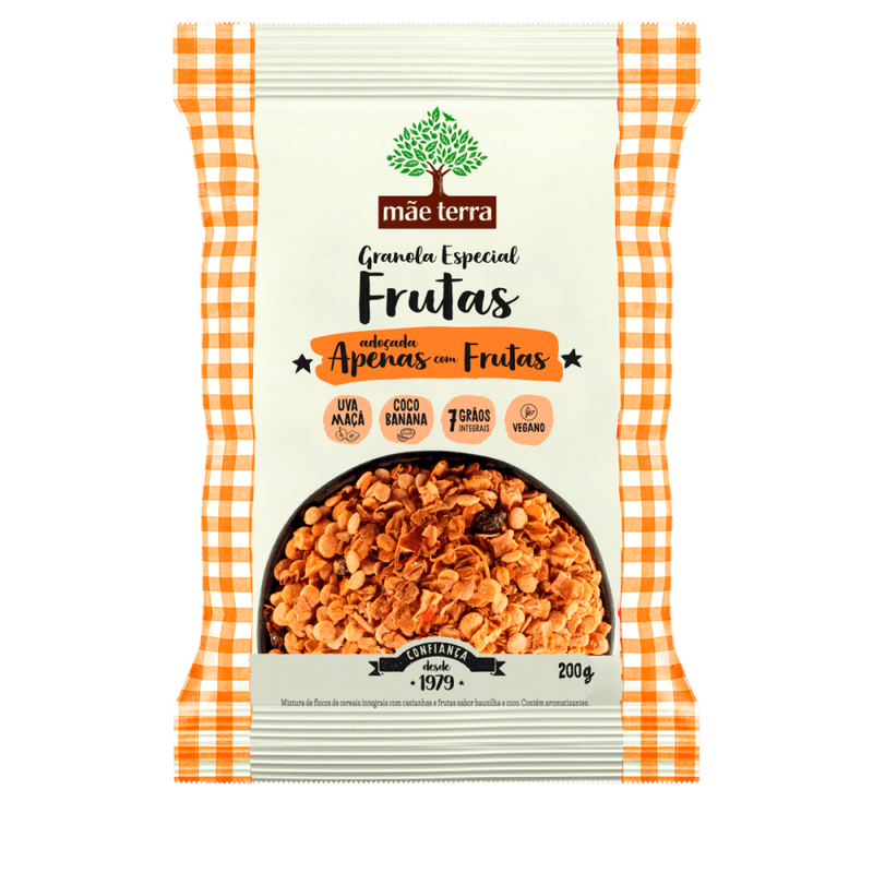 Mistura-de-Flocos-de-Cereais-Integrais-Granola-Especial-com-Castanhas-e-Frutas-Baunilha-e-Coco-Adocada-Apenas-com-Frutas-Mae-Terra-Pacote-200g