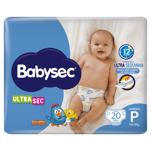 Fralda Descartável Jumbinho Babysec Ultra Sec P Até 6kg Pacote 20 Unidades